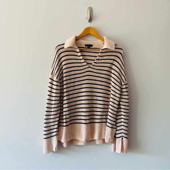 J.crew Relaxed collared sweater in stripe Size XL​ - Picture 2 of 8